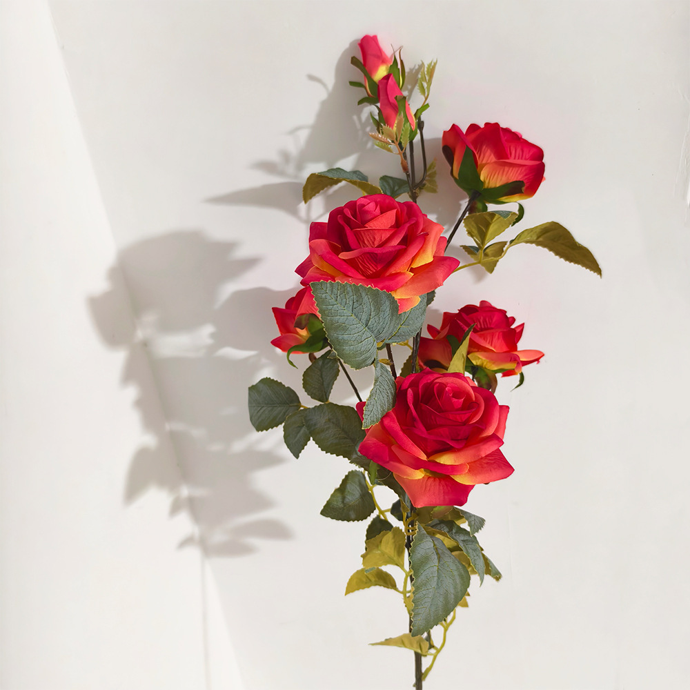 7 flores de simulación atmósfera nórdica romántica fotografía de bodas decoración del hogar rama larga de una sola rama de simulación de flores arregladas rosas