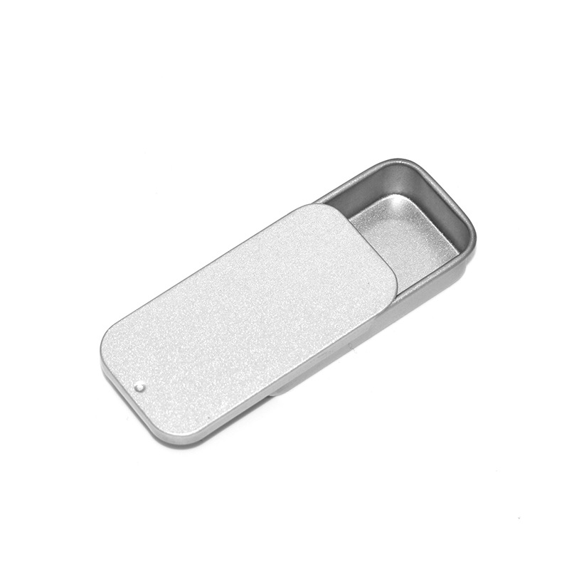 Hilo dental de hojalata Push-Pull caja de bálsamo caja pequeña caja de hierro cubierta deslizante en stock soporte al por mayor impresión de LOGOTIPO