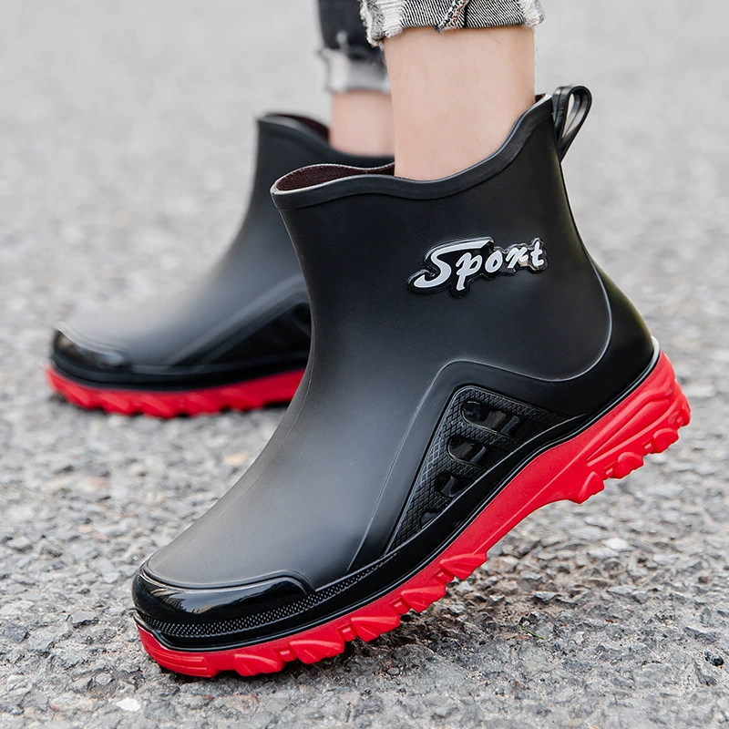 Мужская непромокаемая обувь, короткая Нескользящая непромокаемая обувь, модная верхняя одежда, резиновая обувь, мужские рабочие непромокаемые сапоги для кухонной мойки с низким верхом