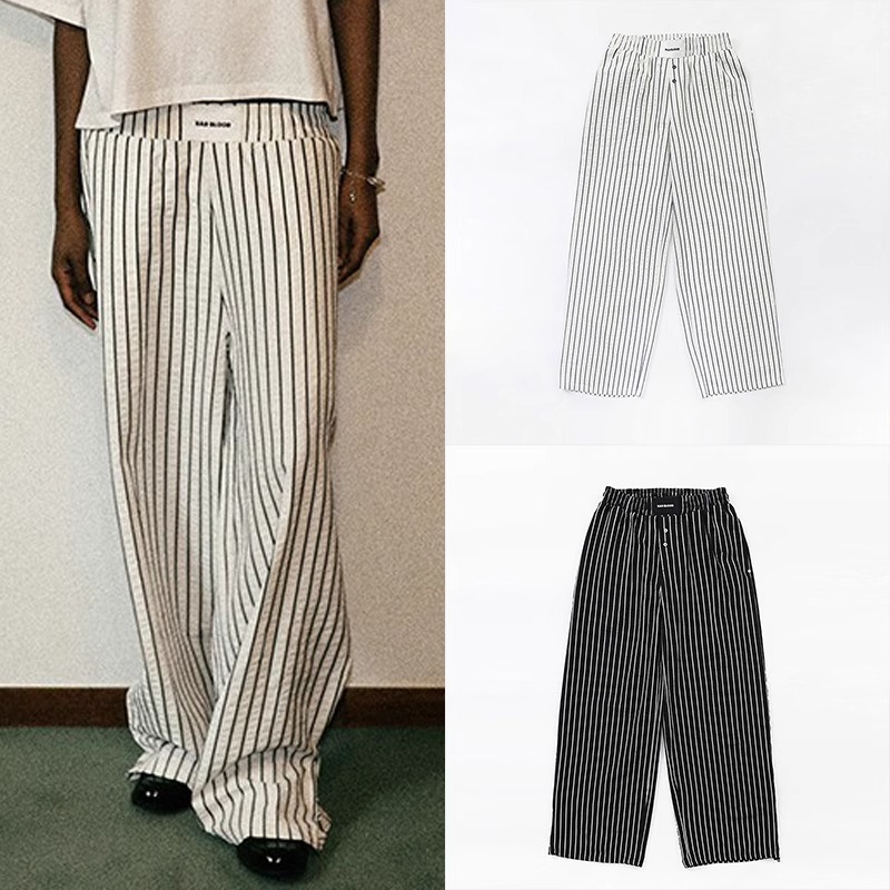 Korean Badblood Bcac Series American Stripesd Pants Women's Casual Pants Sports Straight Wide Leg Pants Trendy