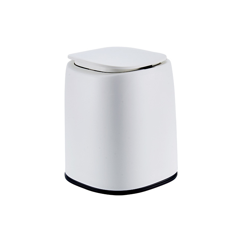 Bote de basura de escritorio Sensación avanzada Sala de estar Dormitorio Cesta de papel de doble capa Cubo de almacenamiento de tapa de lujo ligero Escritorio Mini bote de basura