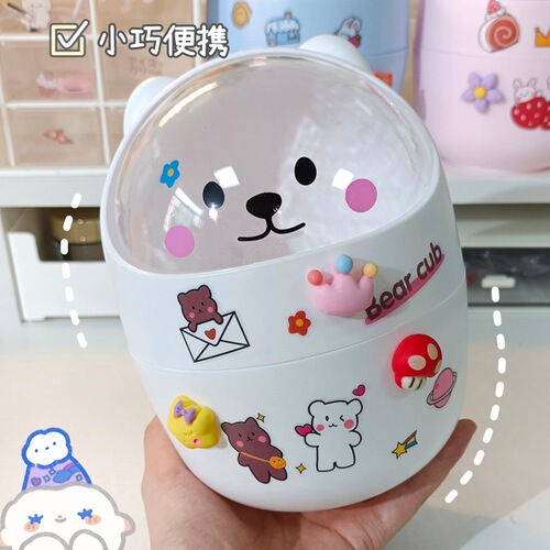Desktop trash can cute cartoon bear mini storage bucket student dormitory household debris storage box waste paper bucket
