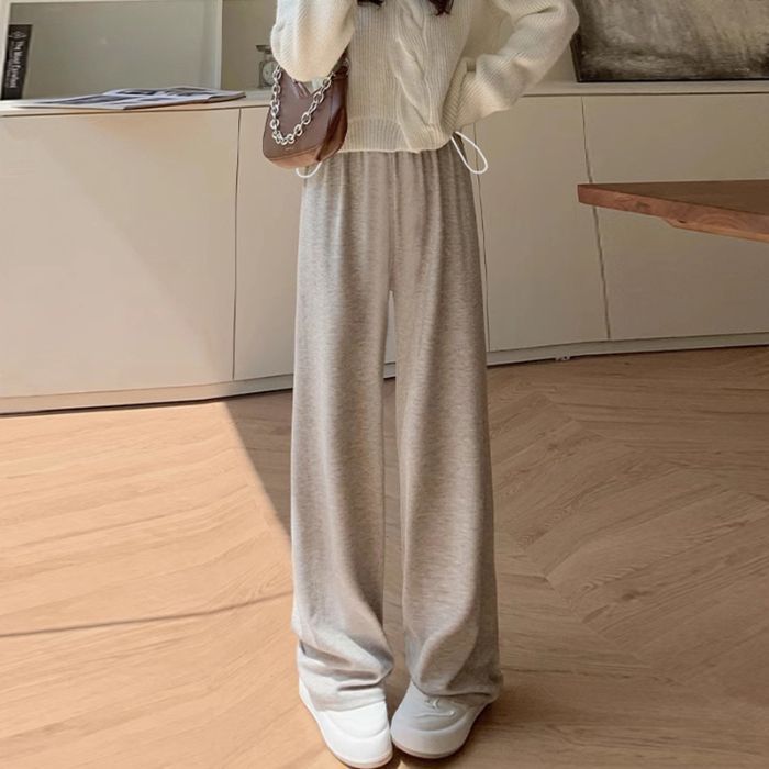 孕妇裤子不显怀孕妇阔腿裤休闲夏季柔软显瘦猪鼻扣设计糯米孕妇裤|undefined