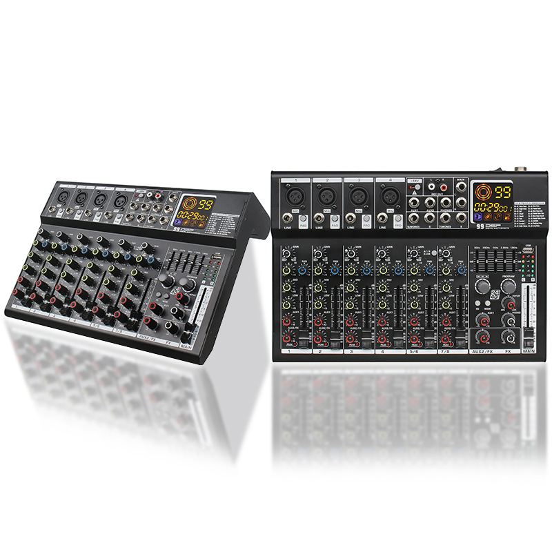 공연 홈 6 방향 8 방향 전문 믹서 라이브 튜닝 마이크 오디오 장비 효과 블루투스 USB