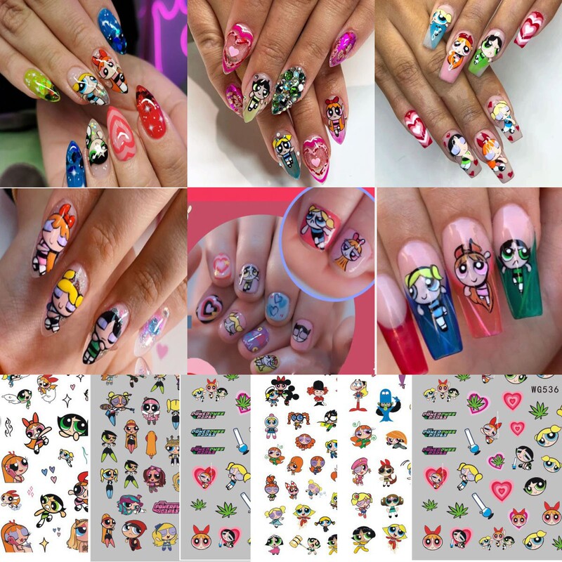Nail Art Stickers Hot-Selling Powerpuff Girls Nail Stickers Cute Girls Powerpuff Girls Nail Stickers