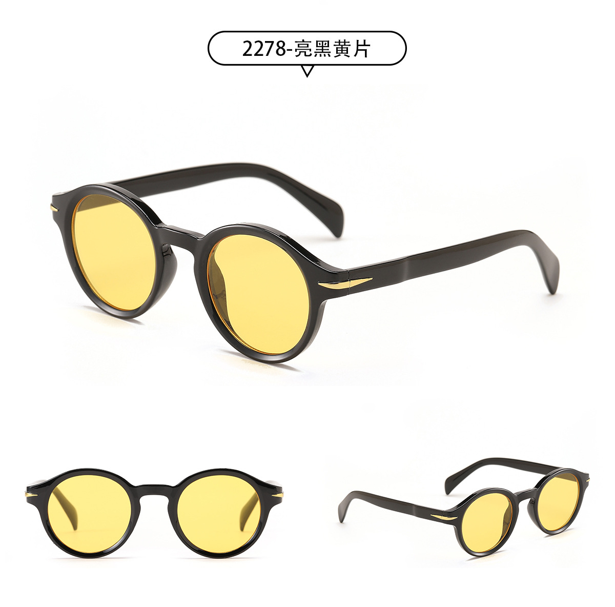 Round Rivet Small Frame Avocado Green Sunglasses Wholesale Nihaojewelry display picture 7