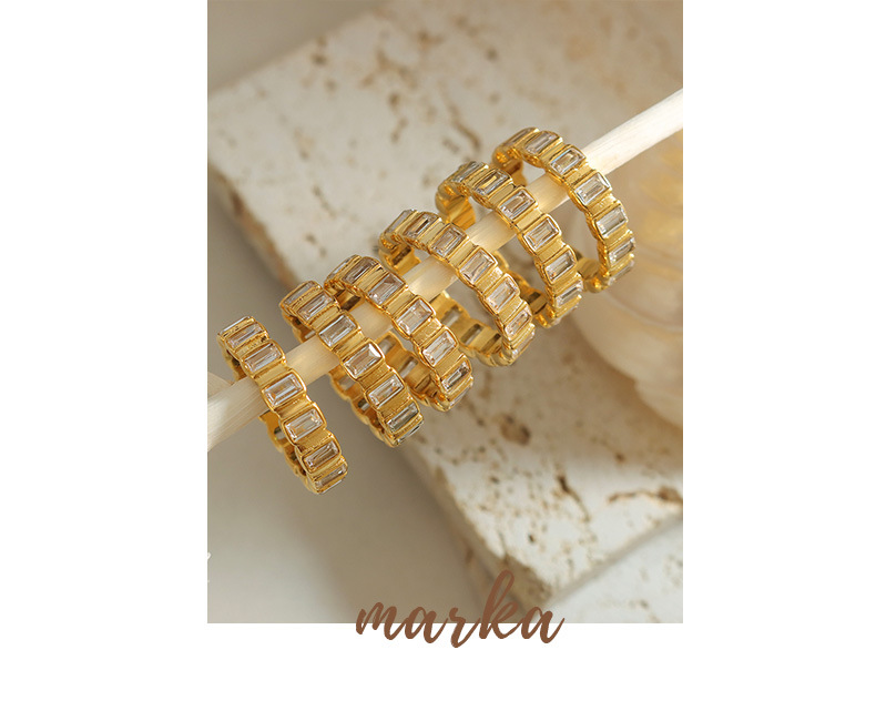 Wholesale Stainless Steel Ring Elegant Minimalism Full Diamond Zircon Inlaid Ring