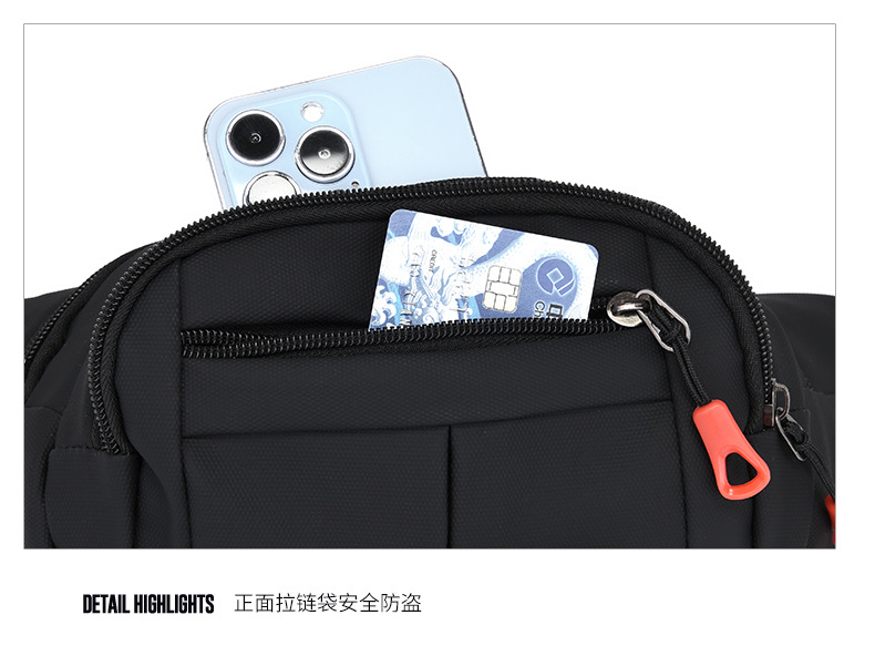 New leather waterproof waist bag for men, casual, simple and large-capacity cash register change crossbody bag, retro sporty chest bag undefined