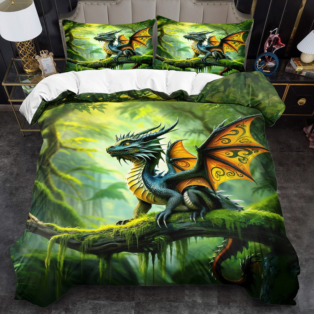 Transfronterizo para textiles domésticos abrasivos de impresión digital colorido dragón quilt kit fuente de fábrica TEMU / JIT