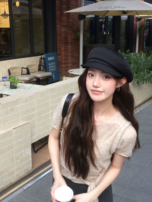 【Tou】新款豹纹时髦小众平顶鸭舌帽女复古街头潮流休闲百搭高品|undefined