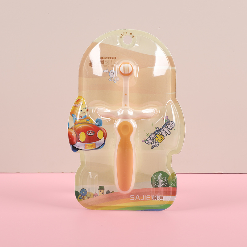 Tres caras cepillo de dientes para niños pelo suave dibujos animados lindos cepillo de dientes entrenamiento protector de dientes cepillo de dientes único suministro al por mayor