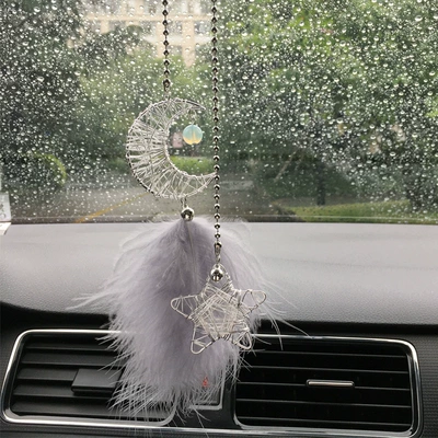 Car hanging deodorant essential oil - star-moon-gray-feather