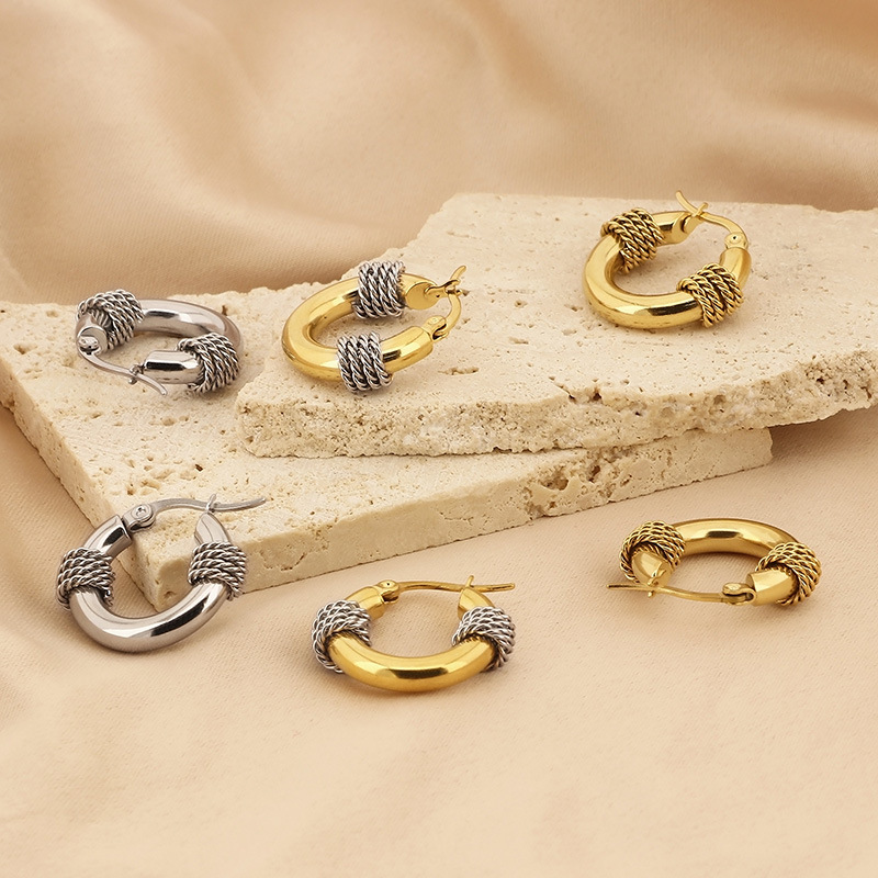 Hoop Earrings Classification PVD Coated 18K Gold Plated U Shape Titanium Steel Vintage Style Waterproof Non Tarnish Hoop Earrings