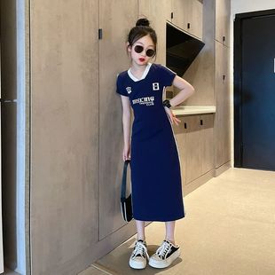Summer Girls' dress Internet Celebrant Popular Style Middle and Big Children's Straight Skirt Korean Style College Style Little Girl's Casual Skirt