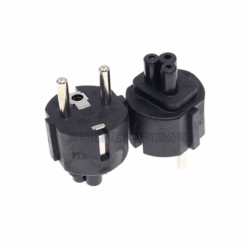 European Standard German Standard 2 Round Plug to Plum Blossom Tail C5 Adapter EU4.8 Notebook Power Adapter Mickey Mouse Three Holes