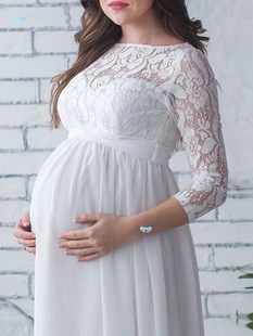 Pregnant Women Lace Dress Maternity Gown Long Dress Cross-Border