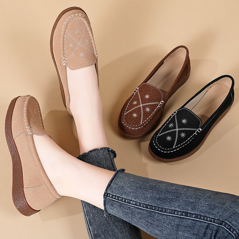 Женские кожаные лодочки на slip-on, мягкая подошва, удобная повседневная обувь для мам среднего возраста