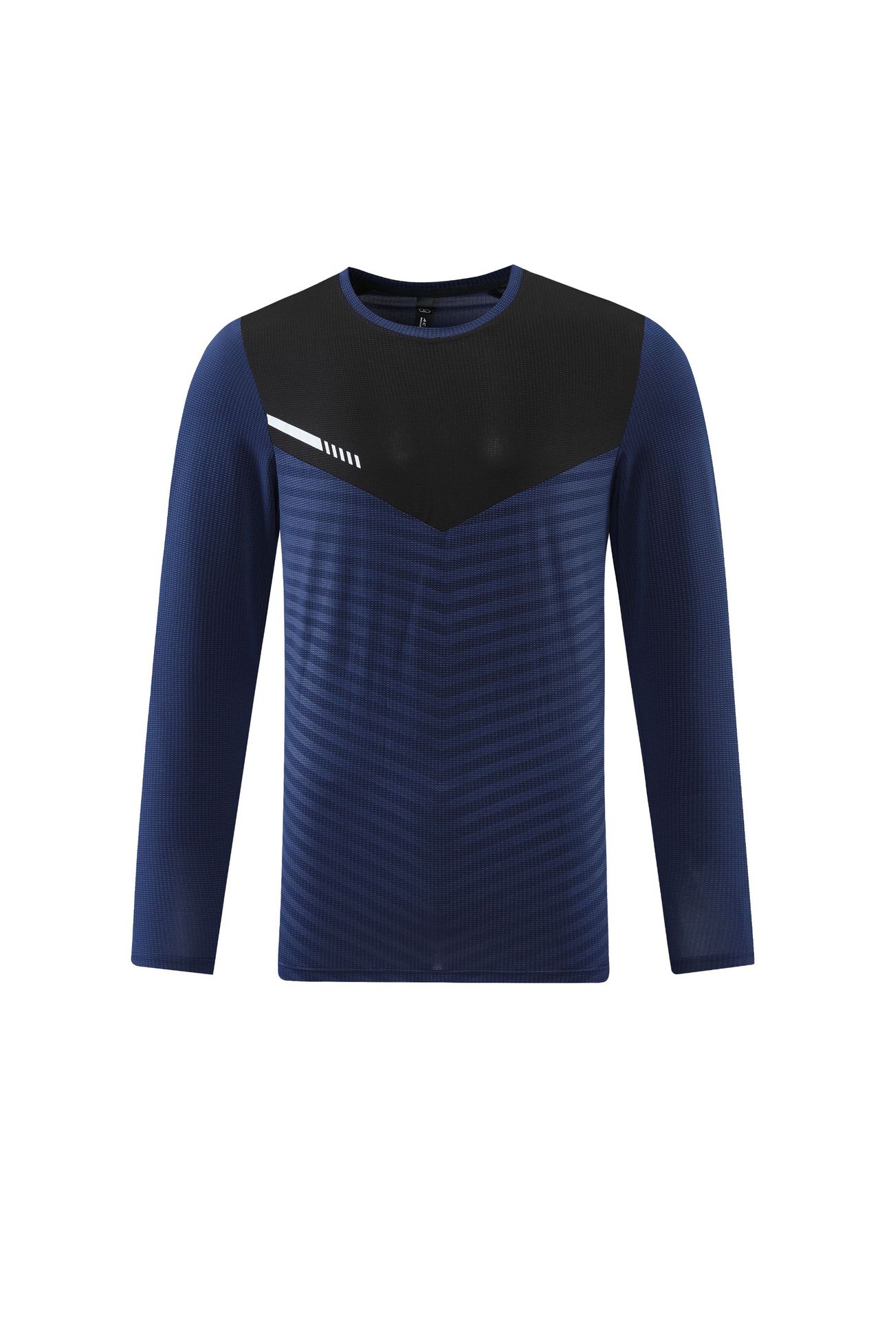 Nuevo color casual a juego de manga larga ropa de secado rápido para hombres transpirable reflectante raya deportes sudor absorbente cuello redondo correr ropa de entrenamiento camiseta