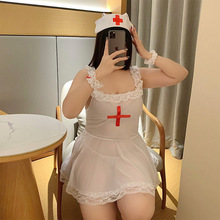 大码情趣内衣护士制服透明露乳网纱胖MM睡裙角色扮演加肥加大