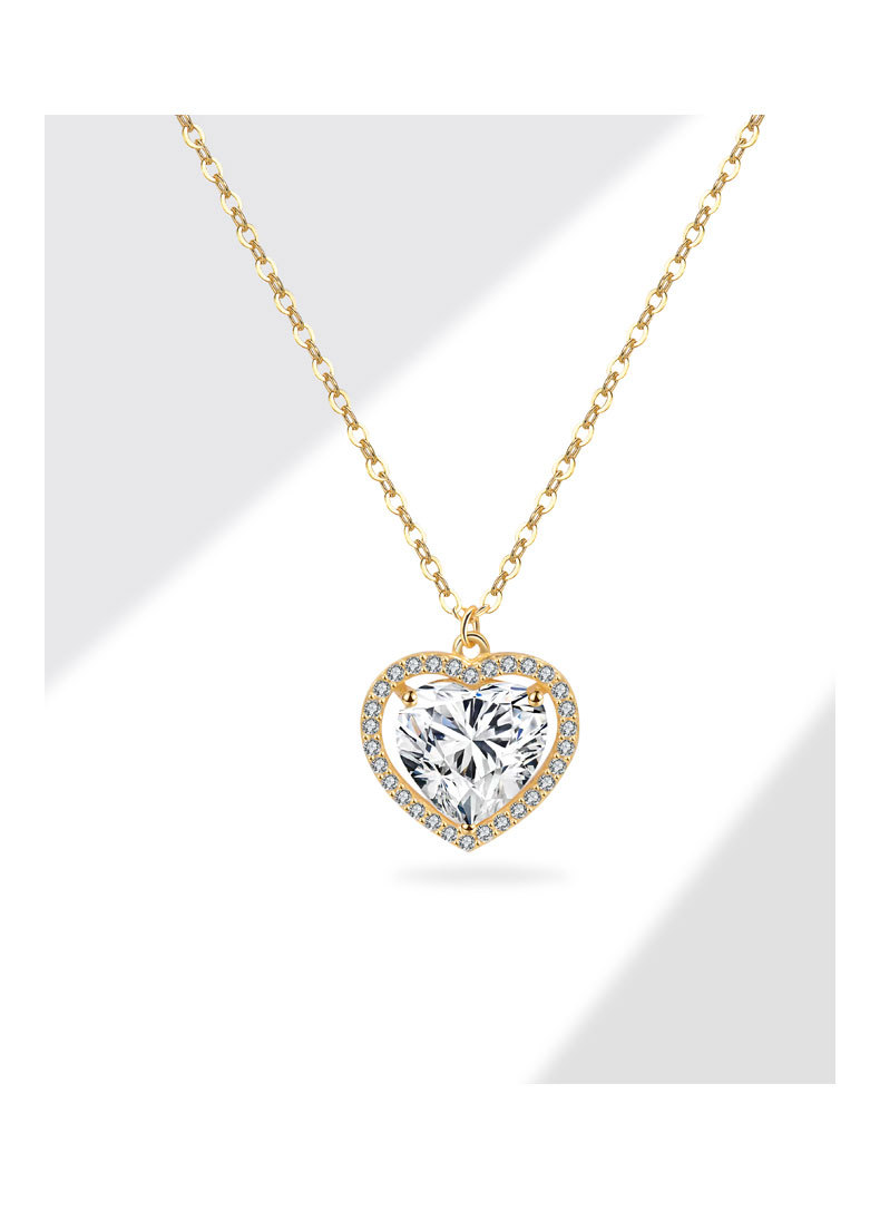 Plating Design 925 Sterling Silver Cable Chain Plating Heart Shape Pendant Necklace