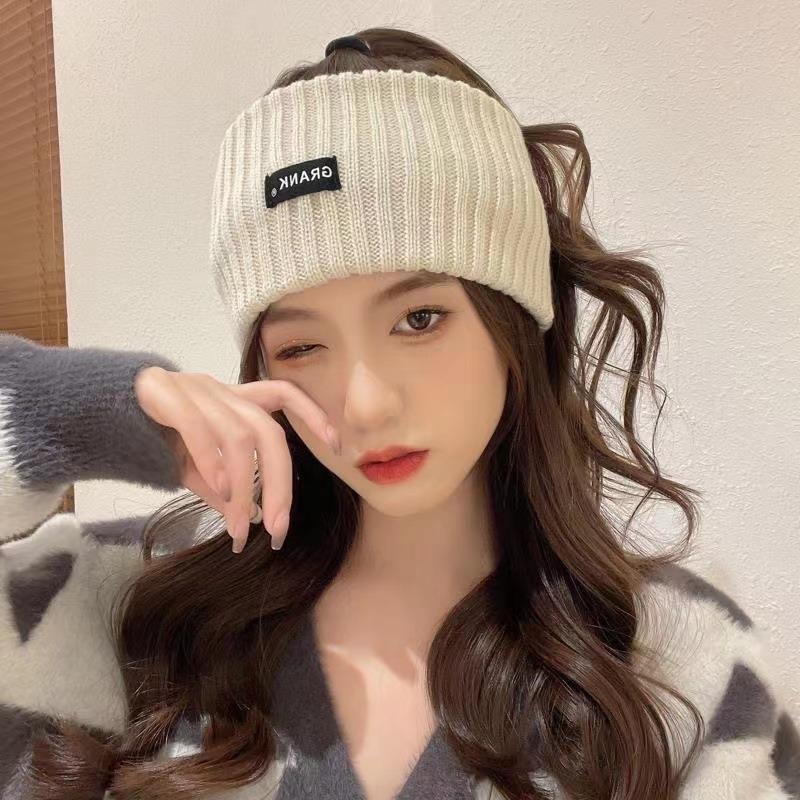 渐变色毛线帽子秋冬季女韩版百搭显脸小针织帽防寒保暖护耳毛绒帽|undefined
