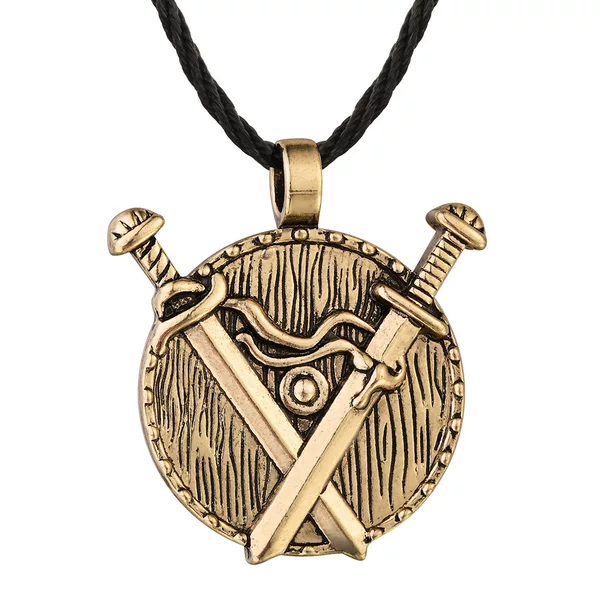 Cross-border Explosions Viking Retro Double Sword Pendant Medieval Jewelry Warrior Wear Necklace Men's Gift