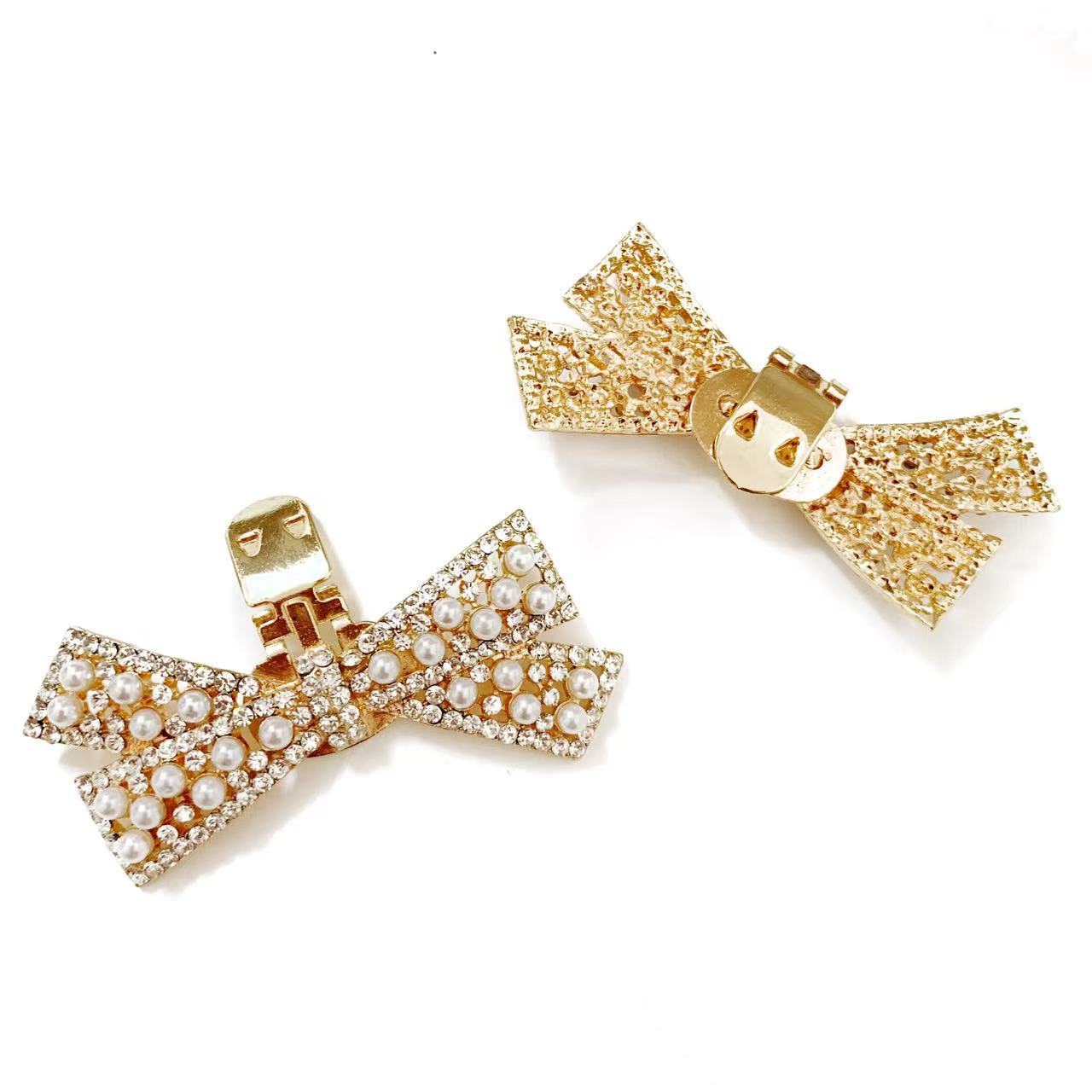 Nuevo arco desmontable hebilla del zapato tacones altos zapatos de boda accesorios dedo del pie superior hebilla decorativa rhinestone zapato flor