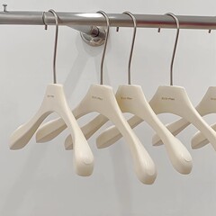 衣架服装店专用女装实木高级米白婚纱衣撑奶白色裤架防滑LOGO