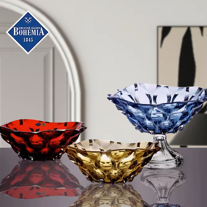 BOHEMIA捷克进口水晶玻璃果盘家用品客厅北欧简约水果盘轻奢餐具