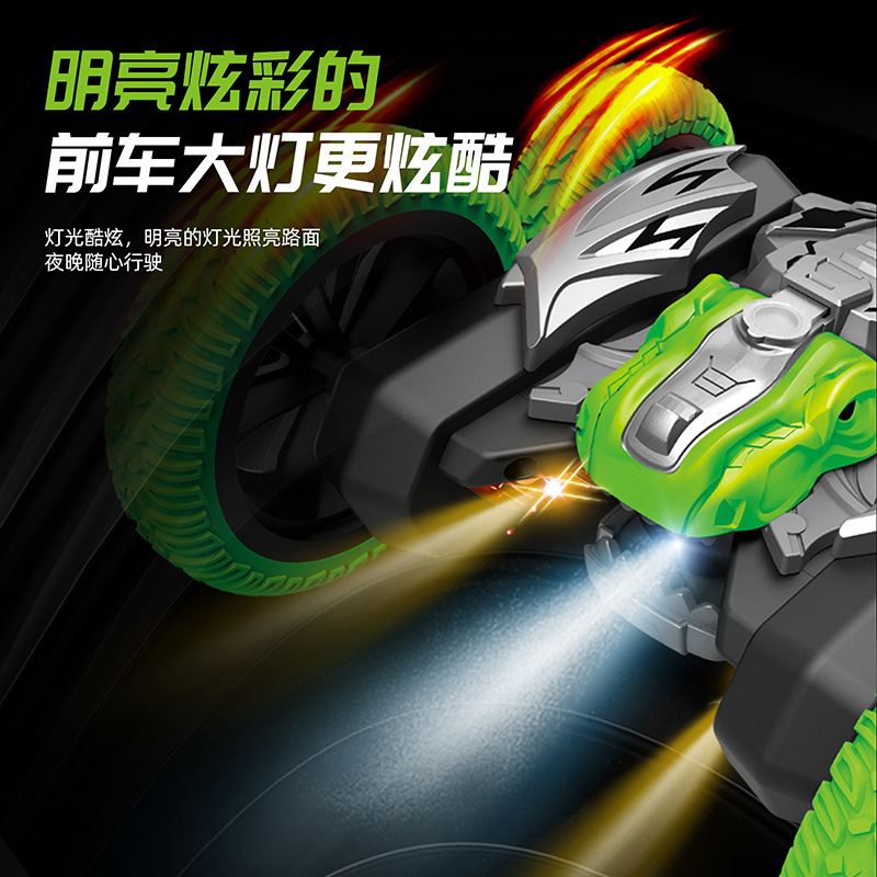 Nuevos productos de spray dinosaurio controlado remoto truco 360 giratorio camión volquete juguete de deformación de coche controlado remoto al por mayor