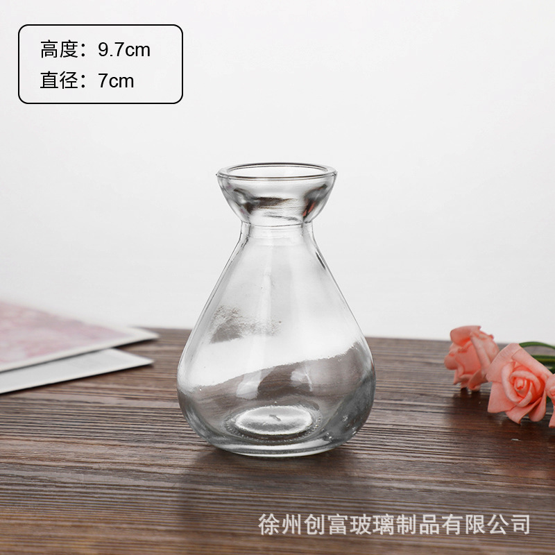 Luz de lujo simple retro mini jarrón de vidrio en vidrio de viento pequeño jarrón de flores flores flores secas flores decoración de oficina