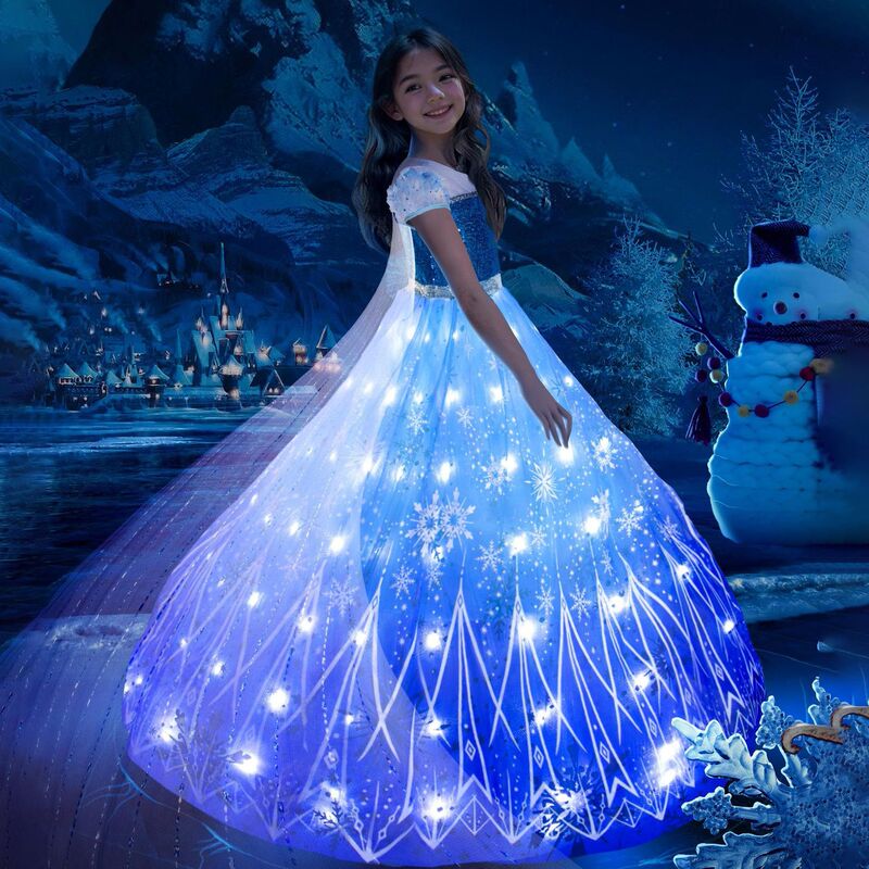 Aisha princess dress girls' summer new frozen Aisha dress birthday dress fluffy gauze dress elsa