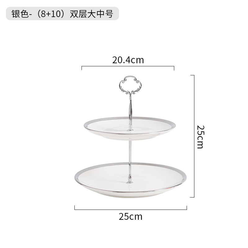 De estilo europeo creativo de cerámica de tres capas Placa de fruta hogar sala de estar de azúcar Placa de fruta seca banquete de boda pastel postre estante