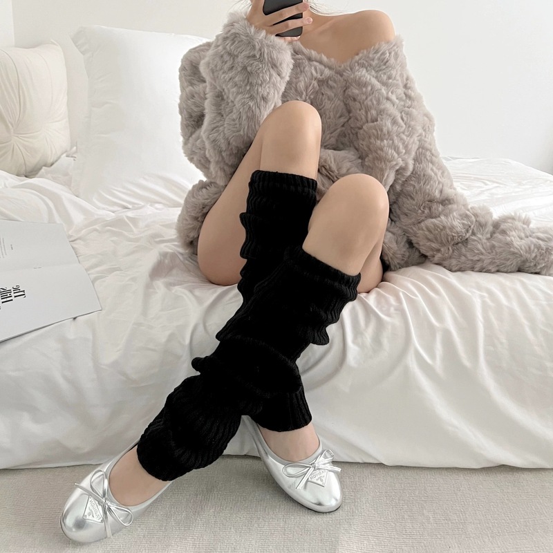 安可拉红袜子女春秋针织堆堆袜套长筒袜过膝袜护膝防滑腿套日系|undefined
