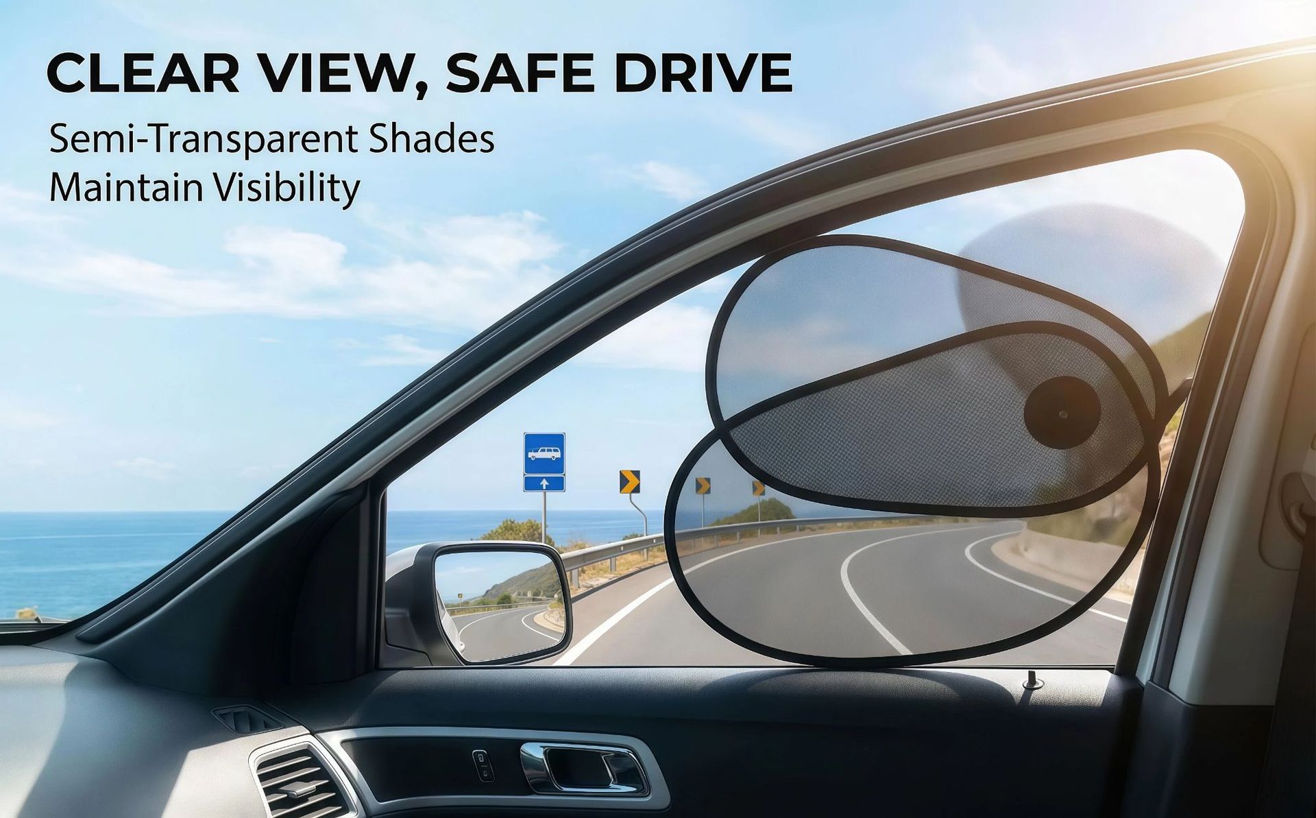 Adjustable suction cup sunshade for cars, sun protection, heat insulation, light blocking, UV protection, side window car sunshade