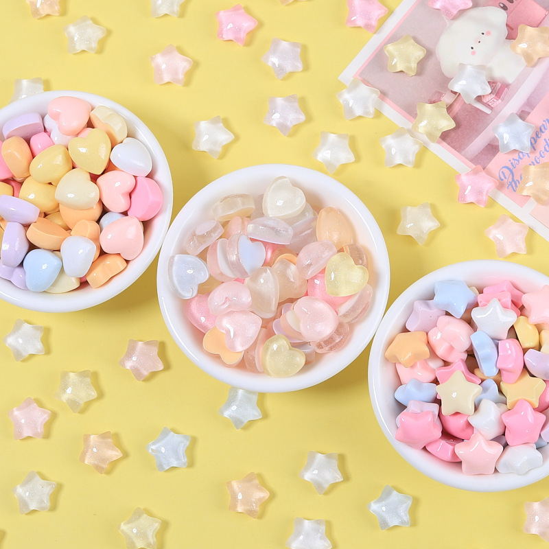 Resin Accessories Cartoon Handmade DIY Cream Glue Hairpin Hole Shoe Buckle Jewelry Manicure Mini Light Color Star