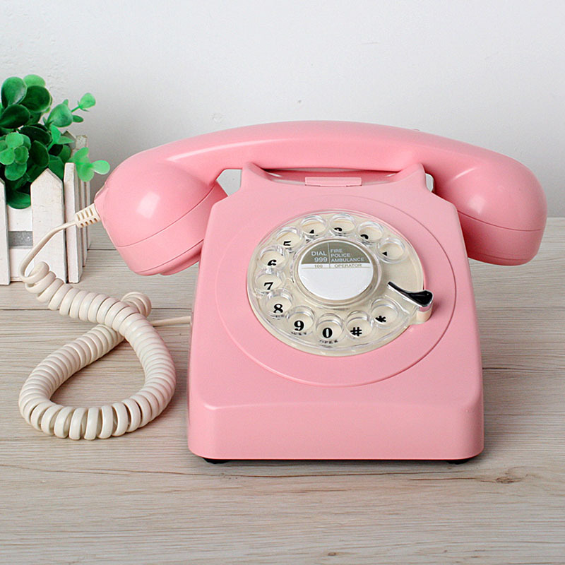 Fabricante de teléfonos antiguos de estilo clásico con dial giratorio, teléfono fijo retro con timbre metálico, teléfono fijo transfronterizo.