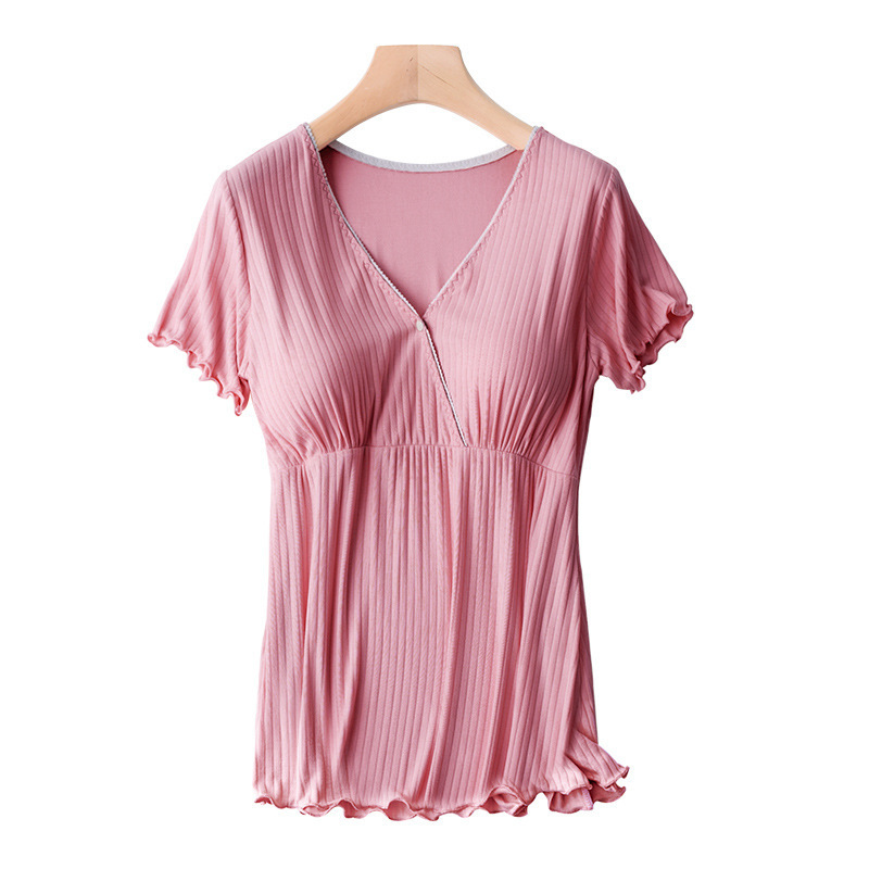 授乳半袖半袖tシャツ妊婦パジャマ産後授乳上着|undefined