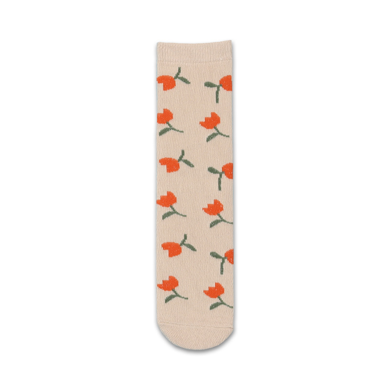 HT2100 bunga khaki / Free size (panjang Kaos Kaki 30cm 1-12 tahun)