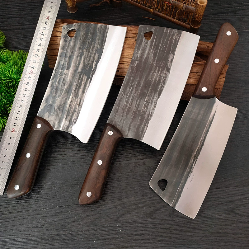 Кованный кухонный нож для дома, разделочный нож для женщин, рубка костей, мясной тесак с молотковым лезвием, рукоять в форме ветви, универсальный шеф-нож