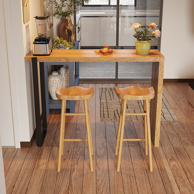 原木色吧台现代小户型客厅玄关厨房水吧台家用高脚桌阳台长条窄桌