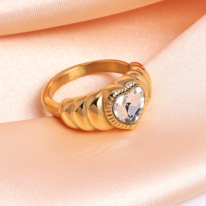 Brand trend universal white ring heart shaped with zircon stainless…