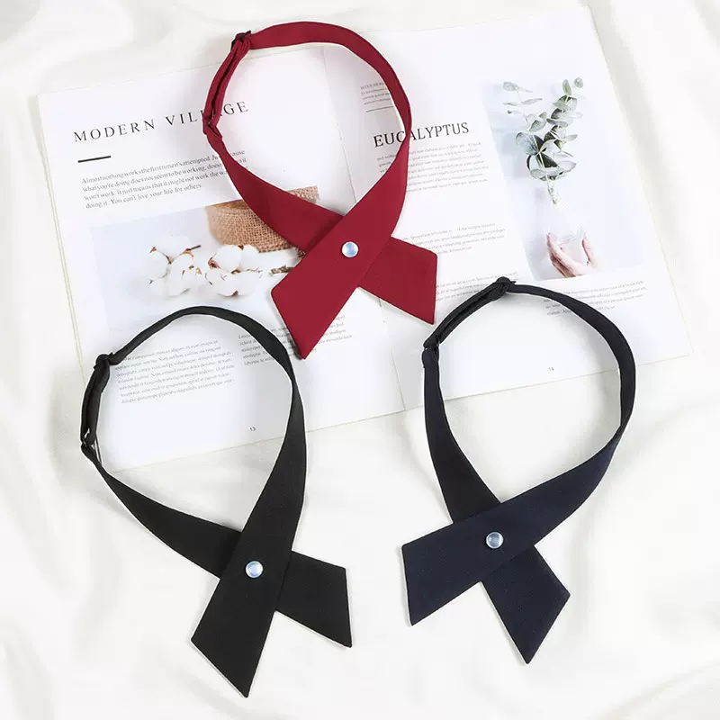 现货泰国校服十字交叉小领结新款日系学院风细交叉jk纯色领结批发