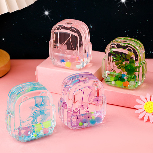 Creative dried flowers, luminous school bag, oil drop ornaments, oil quicksand bottle, same quicksand floating gift gift