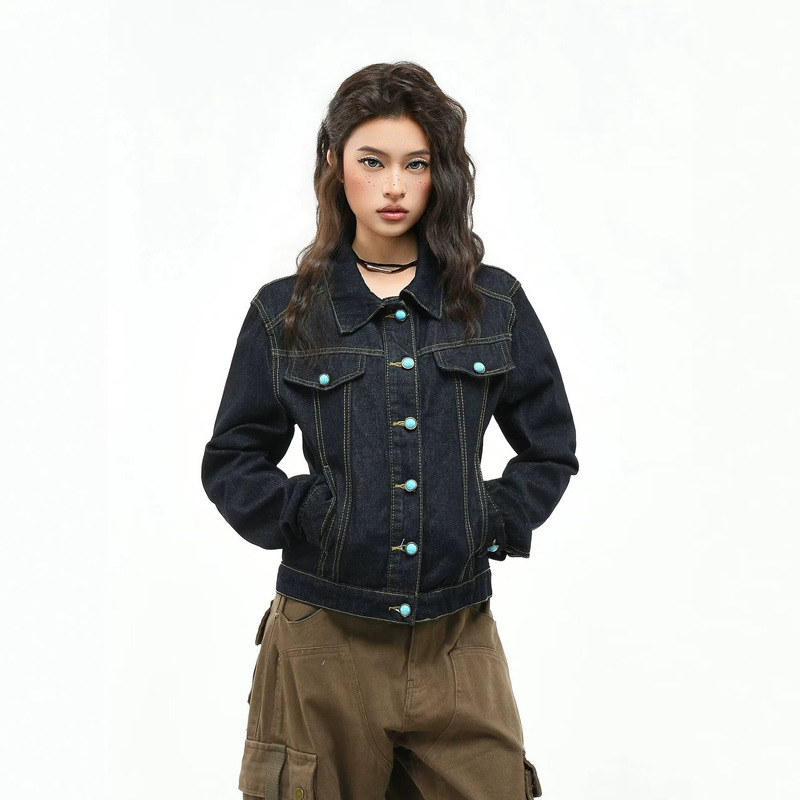 2025 Fashion American High Street Vibe Washed Distressed Denim Jacket for Men and Women Loose Work Jacket Couple Autum