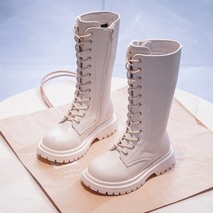 Girls' Shoes Children's Long Boots 2025 Autumn and Winter New Princess Long Leather Boots High Girls' Velvet Martin Boots