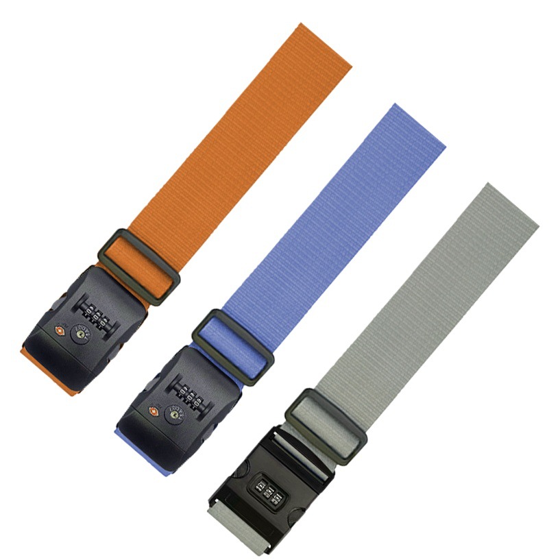 Cross-Border Wholesale One-Word Luggage with Buckle Password Lock Tsa Customs Lock Suitcase Straps Pure Color Luggage Straps