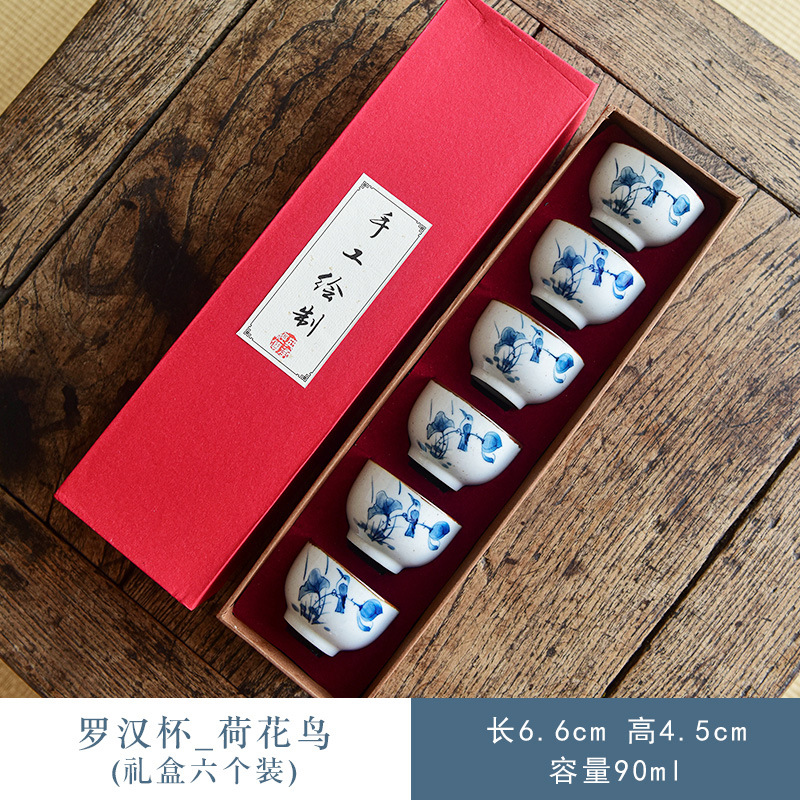 Pintado a mano kung fu taza de té taza principal de loto taza única taza de té de la vendimia juego de té de cerámica taza de té de un solo tazón de té