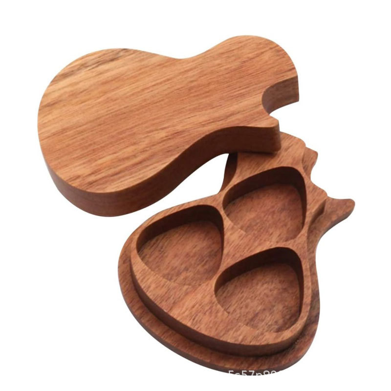 木质吉他拨片盒吉他波音片套装简约便捷式木质吉他拨片收纳整理盒