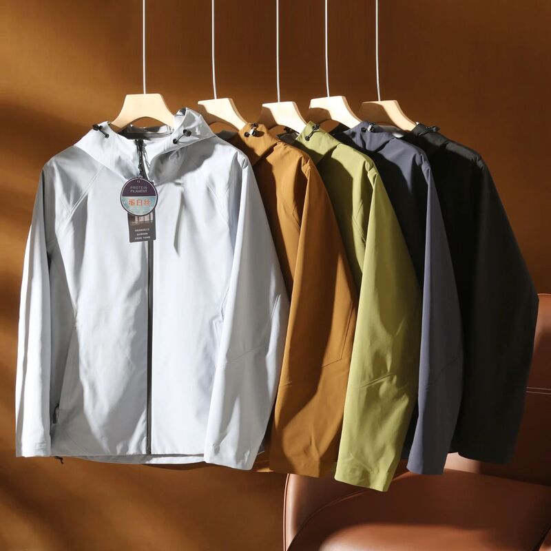 Teflon Technology Fabric! 2024 Men's Spring Outdoor Fully Plastic Soft Shell Jacket Short Jacket